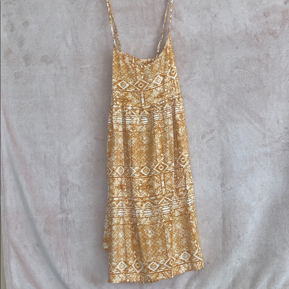 Roxy Yellow Pattern Cross-back Mini Dress